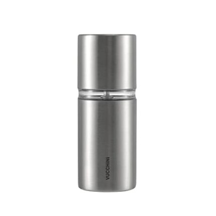 Vucchini Stainless Steel Manual Spices Mill, Suits for Myristica, Seasonings and Nuts, with Airtight Lid, Sharp Blades Burr, Touch-Free, for Kitc