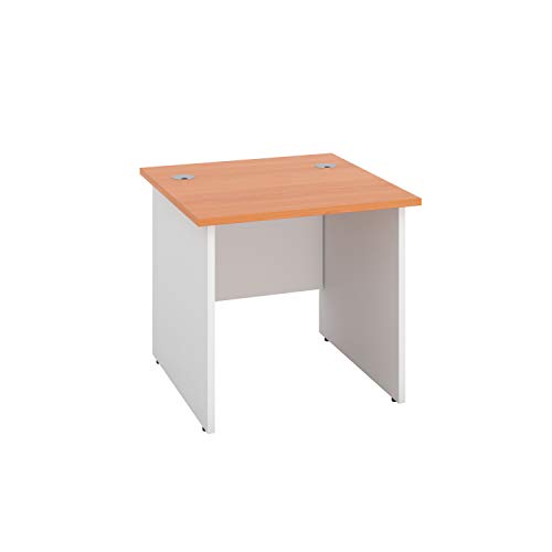 Office Hippo Heavy Duty Square Office Desk with Panel Ends, 80 x 80 x 73 cm, White Legs, Oak Top