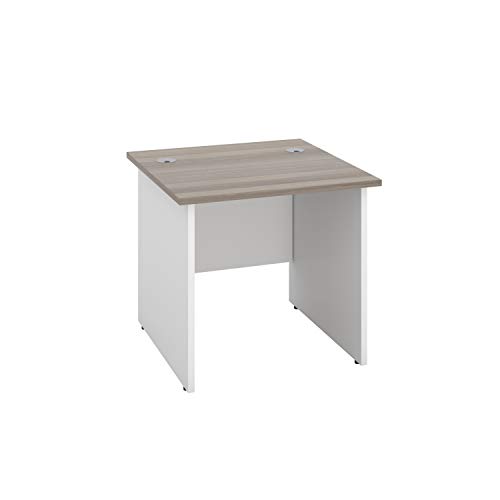 Office Hippo Heavy Duty Square Office Desk with Panel Ends, 80 x 80 x 73 cm, White Legs, Oak Top