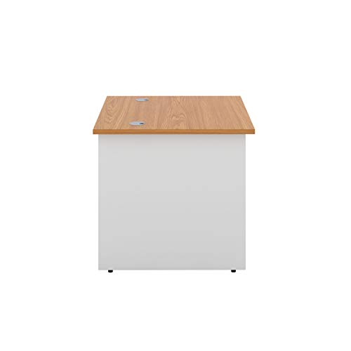 Office Hippo Heavy Duty Square Office Desk with Panel Ends, 80 x 80 x 73 cm, White Legs, Oak Top