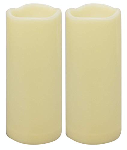 2PCS 7" Waterproof LED Flameless Timer Candles, 1000 Hours Long Battery Life/Flickering Battery Operated Electric Outdoor LED Large Pillar Candle