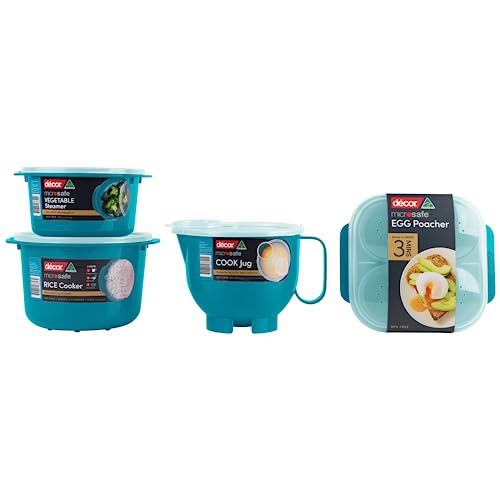 Décor Microwave Rice Cooker | Safe-Hold Handles | Makes 1-4 Servings | 2.75L Capacity, Teal
