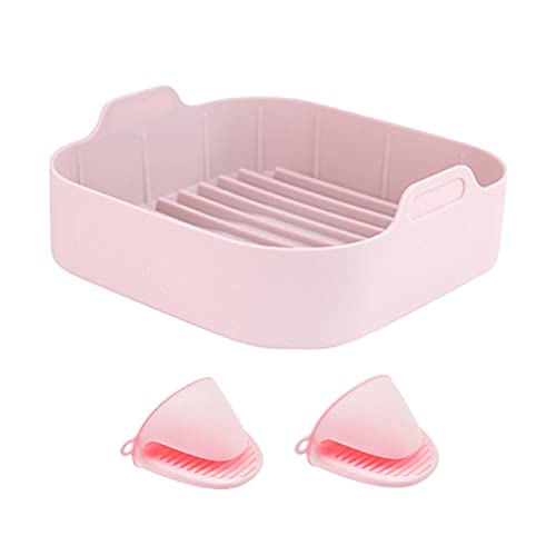 Air Fryer Silicone Pot, 8 inch Air Fryers Oven Basket Replacement for Paper Liners Easy Cleaning Air Fryer Pan with Heat-Proof Gloves for 6.5 QT