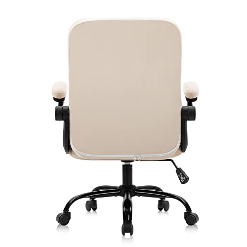 MIAOHY Fabric Office Chairs computer Chair with Flip Armrest Small Desk Chairs with Wheels Adjustable Backward Tilt