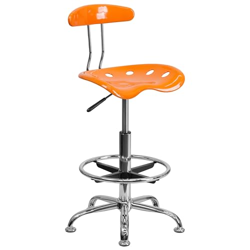 Flash Furniture Drafting Stool, Metal, White, 50.8 x 43.82 x 104.14 cm