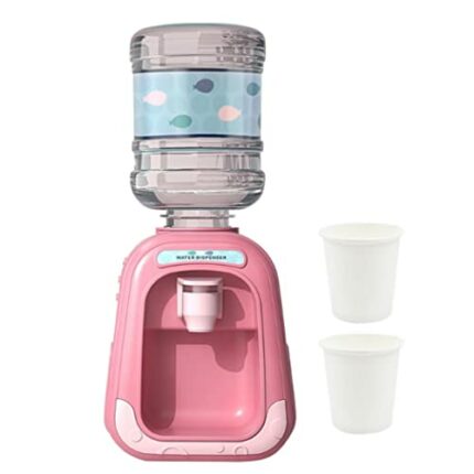Water Dispenser KidsMini Water Dispenser,190ml Simulation Drinks Dispenser with Tank Cup for Kid Gift NO Battery Pink