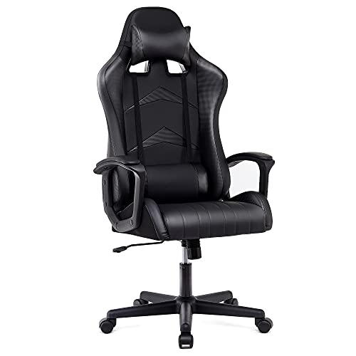 IntimaTe WM Heart Gaming Chair, Ergonomic High Back Office Racing Chair with Armrest, Swivel Leather Desk Chairs with Adjustable Headrest and Lum