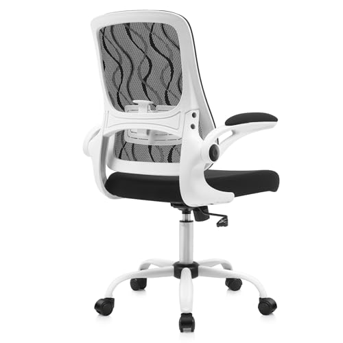 RYANGEL Desk Chair, Ergonomic Office Chair with Adjustable Lumbar Support & Flip-Up Arms, Home Office Computer Chair, Swivel Executive Task Chair