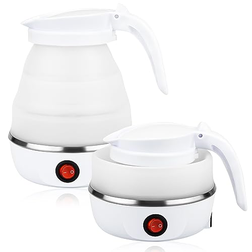 Foldable Electric Kettle, Food Grade Silicone Electric Water Boiler Camping Kettle, 600ML Mini Travel Kettle Portable Lightweight Boiler, Fast Bo