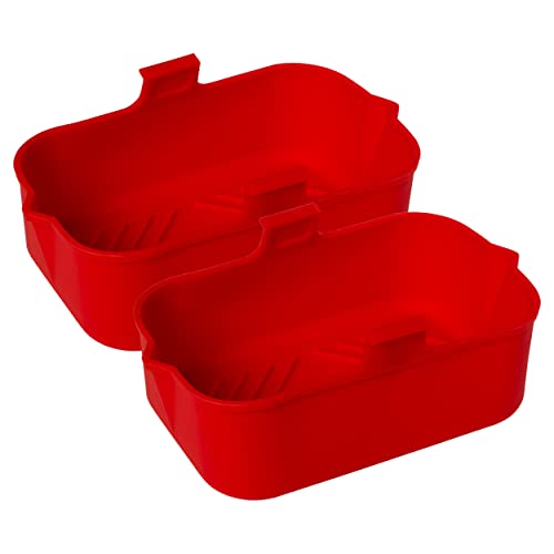 Silicone Air Fryer Liners for Ninja Air Fryer Dual Pack of 2, Reusable Air Fryer Silicone Liner for Ninja Air Fryer Accessories, Airfryer Liners