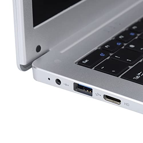 Airshi FHD Laptop  , 110‑240V 6G+64G Storage 15.6 Inch Business Laptop Slim  Silver Gray Integrated Graphics for Students (UK Plug)