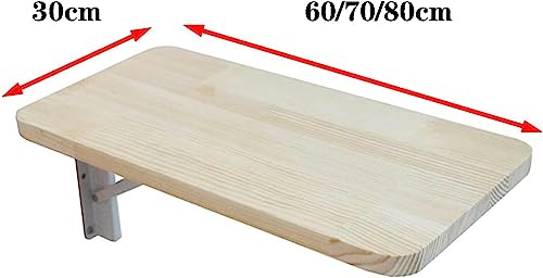Shykey Wall Mounted Folding Table, Wood Kitchen Dining Table, Home Office Work Laptop Computer Desk, Hanging Drop-Leaf Fold Down Wooden Bookshelf