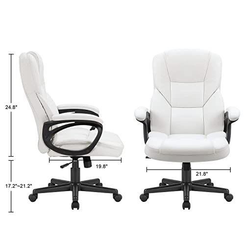 MIAOHY Faux Leather High-Back Executive Office Chair with Lumbar Support, Gaming Chair Meeting Chair Computer Chair