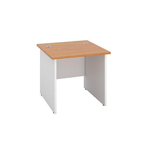 Office Hippo Heavy Duty Square Office Desk with Panel Ends, 80 x 80 x 73 cm, White Legs, Oak Top