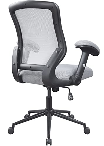 LONGBOSS Office Chair, Mid Back Home Office Computer Desk Chairs and Built-in Lumbar Support Flipped Arms Adjustable Height (Gray)
