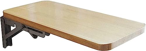 Shykey Wall Mounted Folding Table, Wood Kitchen Dining Table, Home Office Work Laptop Computer Desk, Hanging Drop-Leaf Fold Down Wooden Bookshelf