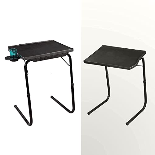 OAK N' OAK TABLE BUDDY smart® BLACK | Adjustable Multi Position Portable Folding Table Mate with Cup Holder for Bed Trey, Work, Watch TV, Dining,