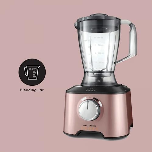 Karaca Mastermaid Power Food Processor Set, Multifunctional 10-in-1 2000W, 1L Food Chopper, Blender, Mixer, Ice Crushing, Nonslip Stand, Large Ca