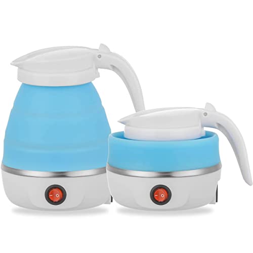Foldable Electric Kettle, Portable Kettle for Travel 0.6L Food Grade Silicone Collapsible Kettle Electric Water Boiler with Separable Power Cord