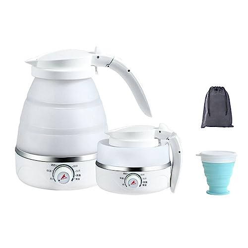 Foldable Electric Kettle, 600ML Travel Foldable Electric Kettle, Travel Foldable Electric Kettle with 2 Foldable Cup Set, Silicone Folding Electr