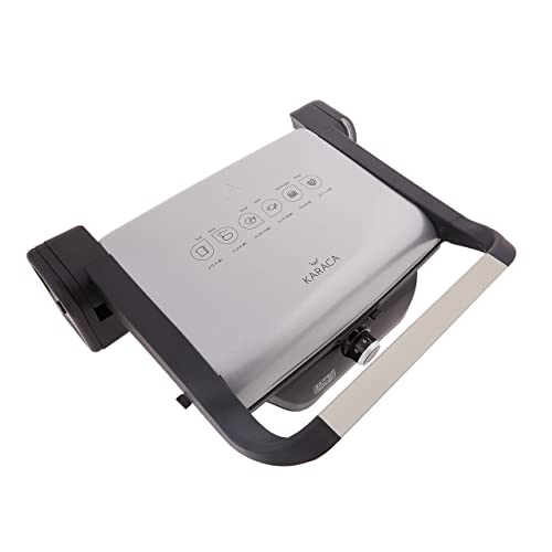 KARACA Gastro Diamond Grill & Sandwich Toaster Silver, Antibacterial, Excellent Fireproof Non-Stick Surface Ultra Durability, Additional Capacity