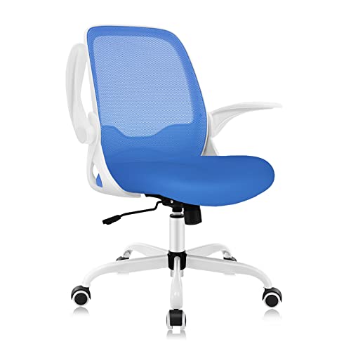 Office Chair, KERDOM Ergonomic Desk Chair, Breathable Mesh Computer Chair, Comfy Swivel Task Chair with Flip-up Armrests and Adjustable Height (9