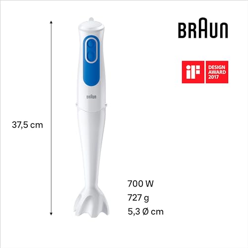 Braun MultiQuick 3 MQ3025 Hand Blender, Omelette Mixer, 2 Speeds, Splash Control, Dishwasher Safe parts, 350ml Chopper, Whisk and BPA-Free Plasti