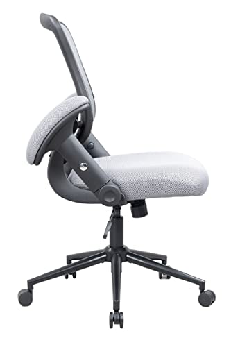 LONGBOSS Office Chair, Mid Back Home Office Computer Desk Chairs and Built-in Lumbar Support Flipped Arms Adjustable Height (Gray)