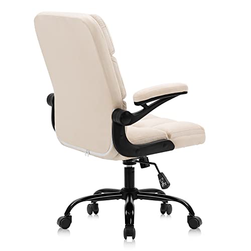 MIAOHY Fabric Office Chairs computer Chair with Flip Armrest Small Desk Chairs with Wheels Adjustable Backward Tilt