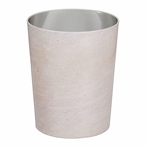 mDesign Metal Wastepaper Bin — Compact Metal Bathroom Bin — Round-Shaped Rubbish Basket for Home and Office — Dark Grey