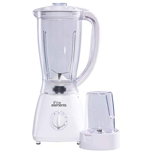 Fine Elements SDA1907 Jug Blender with Coffee Grinder Attachment, 1500ml Capacity with 4 Speeds and Pulse Function (450W Power, 220-240v 50hz Typ
