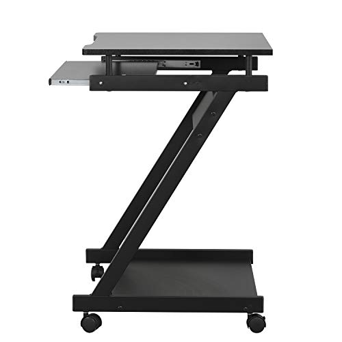 soges Computer Cart Mobile Laptop Cart Smooth Keyboard Tray Computer Workstation for Home and Office, Rustic Brown