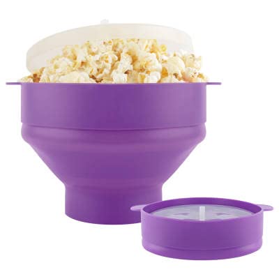 EMEF Microwave Popcorn Popper in an easy to make Popcorn Maker Collapsible Silicon Bowl (Red)