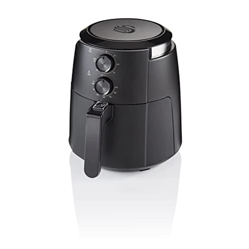 Swan SD75210BLKN Stealth 4.7L Manual Air Fryer with Adjustable Temperature, 60 Minute Timer, Compact, 1500W, Matte Black