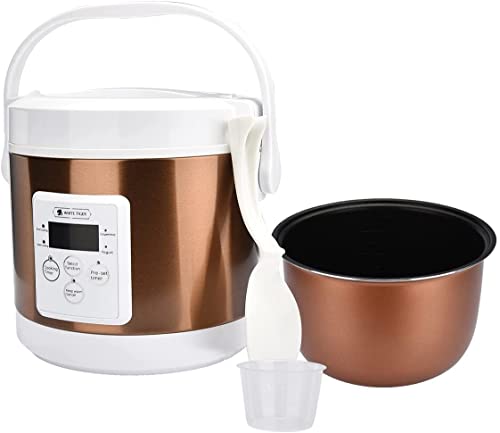 HOMCORT 2.0L Small Rice Cooker, 25 Minutes Fast Cooking with Keep Warm Function, 3 Cups for 2-4 People (Gold)