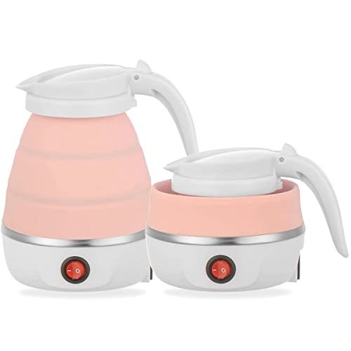 Foldable Electric Kettle, Portable Kettle for Travel 0.6L Food Grade Silicone Collapsible Kettle Electric Water Boiler with Separable Power Cord