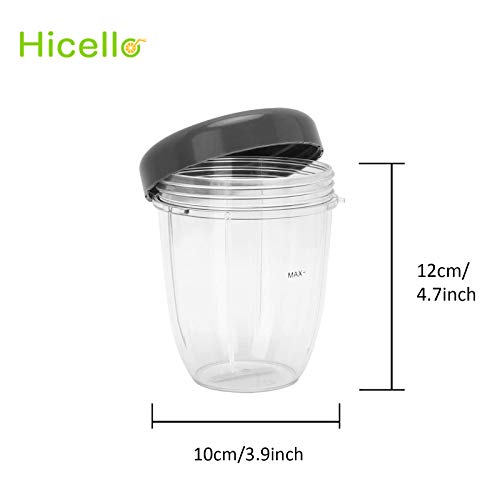 Hicello 18oz Cup with Lid Replacement Parts for Nutribullet 600W/900W Blender Juicer Accessories, Pack of 2