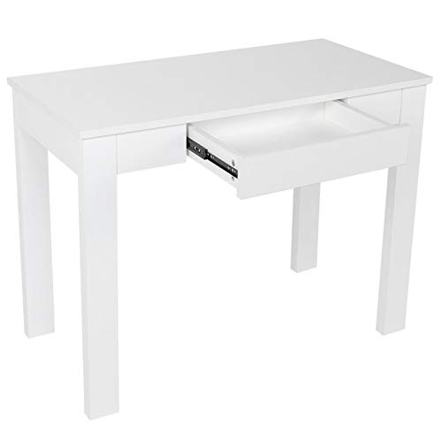 Particle Board Desk Table with Drawer for Home Office Bedroom Living Room Laptops Paperwork White