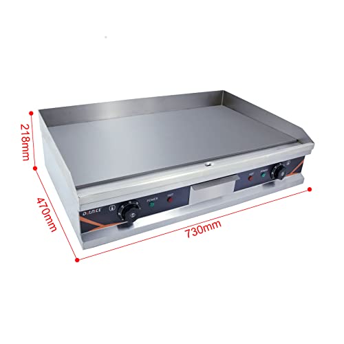 DULNICE 29" Commercial Electric Griddle With Double Temperature Control, Stainless Steel Flat Baking Hotplate, Kitchen Countertop Bacon Fryer for