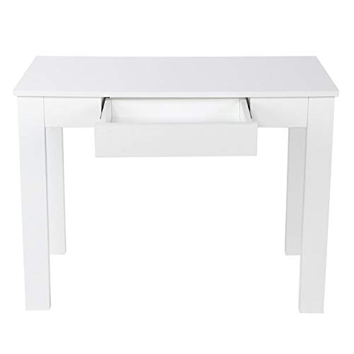 Particle Board Desk Table with Drawer for Home Office Bedroom Living Room Laptops Paperwork White
