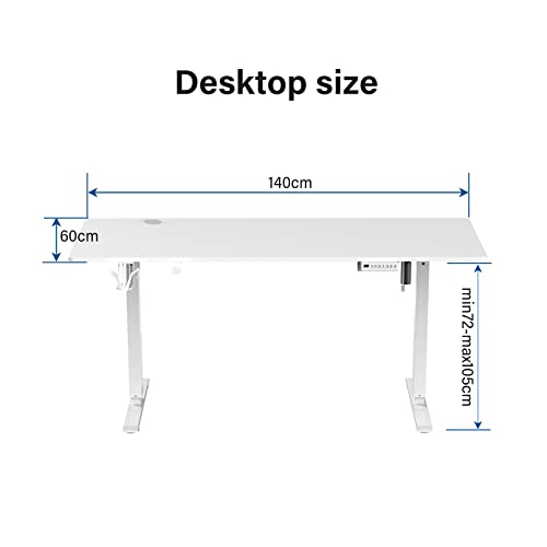 Rtisgunpro White 55x24inch Electric Standing Desk Adjustable Height Stand Desk Home Office Study Desk