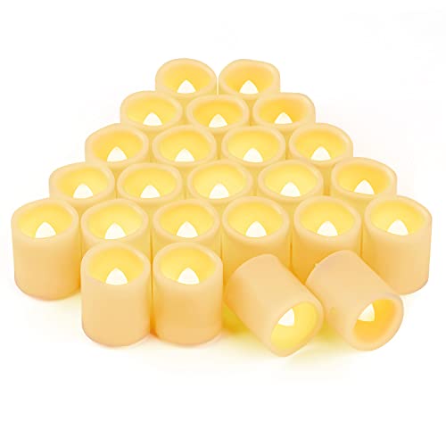 24 PCS 3.8x4.6 CM Warm White Battery Powered Flickering LED Tea Lights, Flameless Votive Electric Fake Candles for Wedding, Festival Celebration,
