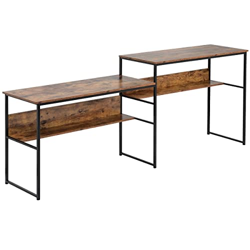 N/A Home Office 2 Person Desk Writing Study Desk Oversized Computer Desk with Open Storage Rack (Color : A)