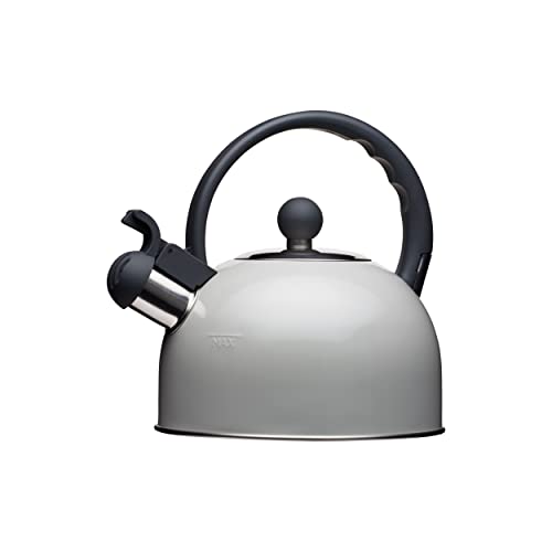 KitchenCraft Living Nostalgia Stove Top Kettle, Whistling, Induction, Metal, 1.3 Litre, Vintage Blue