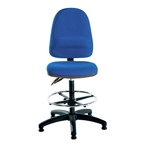 LAB SPACE - Mist 2 Draughtsman Chair Upholstered in Black, Charcoal or Blue Fabric - High Office Chair, Lab Chair, Bench Chair, Drafter Chair (Bl