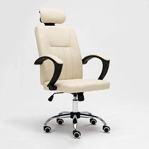 HJW Office Chair Computer Chair Home Office Rotary Lift Chair, with Headrest and Steel Feet Bow-Shaped Chair Swivel Chair Armchair,Black