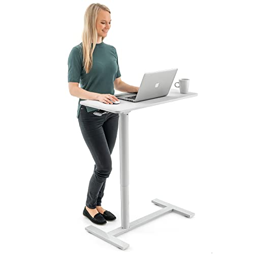 Tatkraft Focus Airlift Pneumatic Sit-Stand Laptop Desk with Wheels, Adjustable Height 29 – 45 inch Effortless Gas-Lift Regulation, Home Office Mo