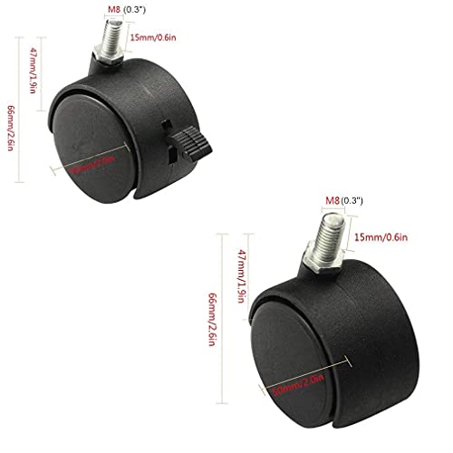 SKOAJAS Plate Casters 5pcs Office Chair Caster Nylon Plastic Replacement Furniture Wheels,Smooth Rolling,Protect Floors,Capacity 100KG,with Threa