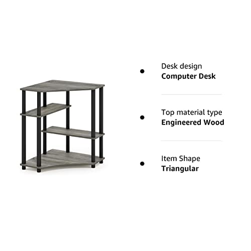 Furinno Turn-N-Tube Space Saving Corner Desk with Shelves, French Oak/Black, 79 (W) x 72.4 (H) x 57.2 (D) cm