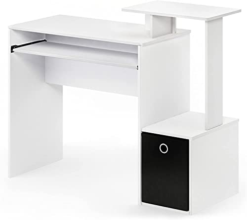 Furinno Econ Multipurpose Home Office Computer Writing Desk, Computer Desk, Study Desk, w/Bin, Black/Brown, 100.1 (W) x 86.6 (H) x 39.9 (D) cm